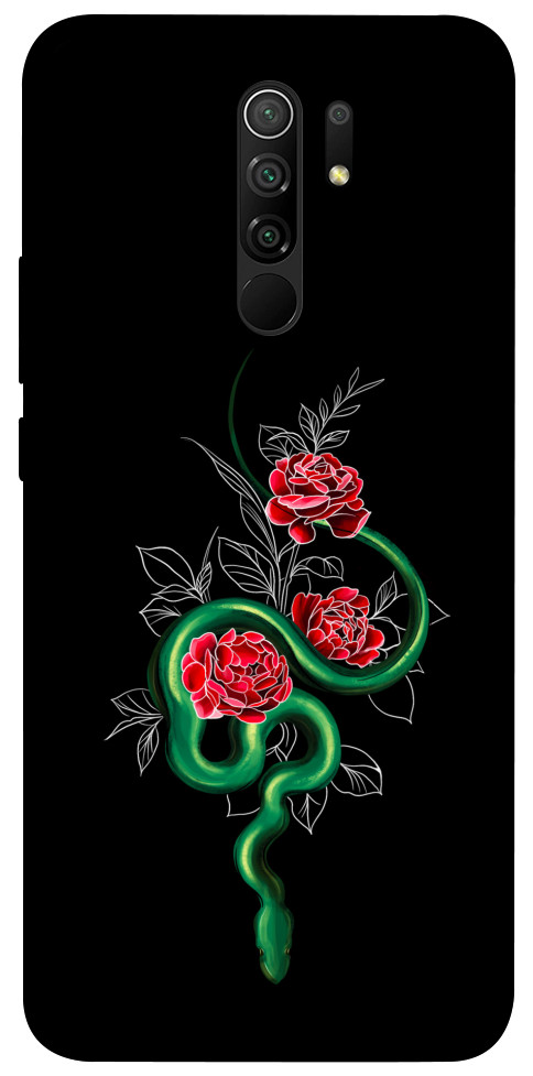 Чохол Snake in flowers для Xiaomi Redmi 9