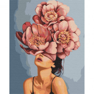 Картина за номерами "Дівчина в квітучому півоні" Brushme BS51368 40х50 см (Різні кольори)