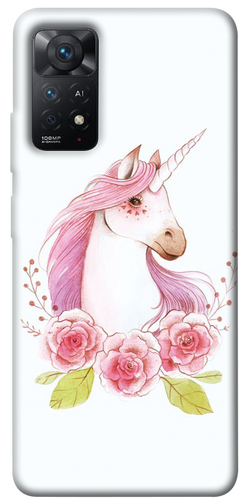Чехол Единорог с цветами для Xiaomi Redmi Note 11 Pro 5G