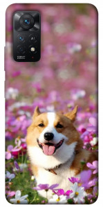 Чехол Корги в цветах для Xiaomi Redmi Note 11 Pro 5G