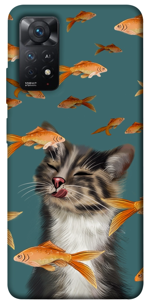 Чехол Cat with fish для Xiaomi Redmi Note 11 Pro 5G