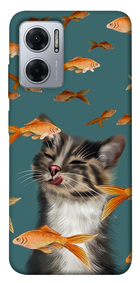 Чехол Cat with fish для Xiaomi Redmi Note 11E