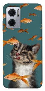 Чехол Cat with fish для Xiaomi Redmi Note 11E