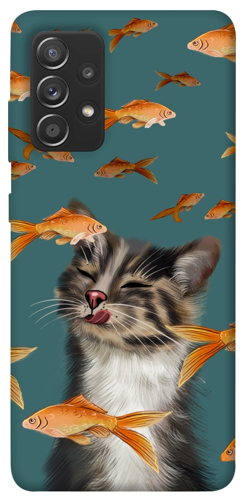 Чехол Cat with fish для Galaxy A72 5G