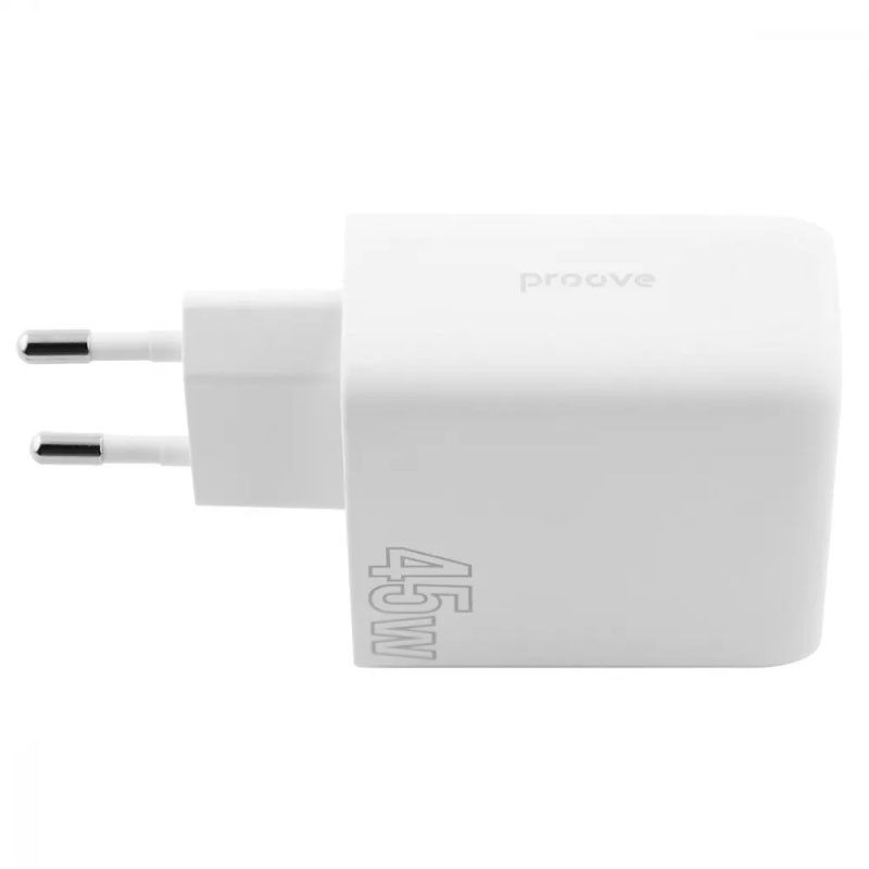 Фото МЗП Proove Silicone Power 45W (Type-C+USB) (White) в маназині vchehle.ua