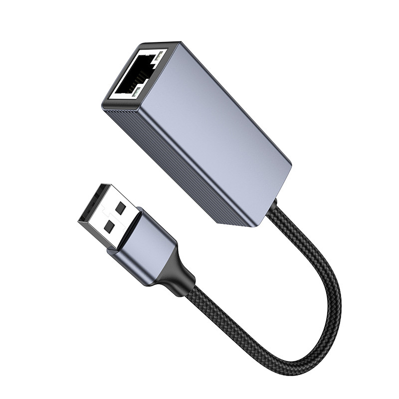 Купити Інтернет адаптер Hoco UA37 1000 Mbps (USB to RJ45) (Metal gray) на vchehle.ua