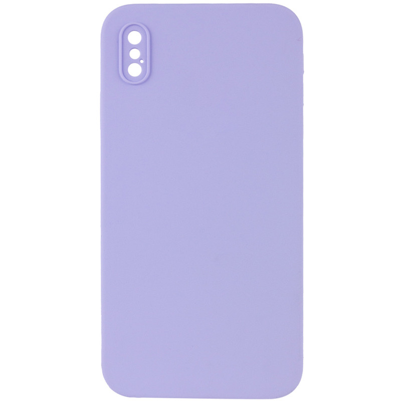 Silicone Case Square Full Camera Protective (AA) NOLOGO на Apple iPhone X / XS (5.8") (Бузковий / Dasheen)