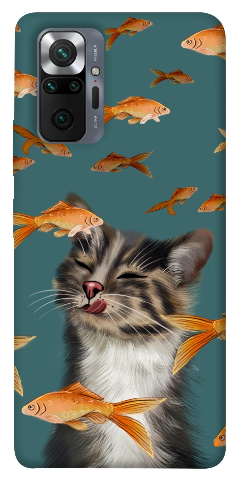 Чохол Cat with fish для Xiaomi Redmi Note 10 Pro Max