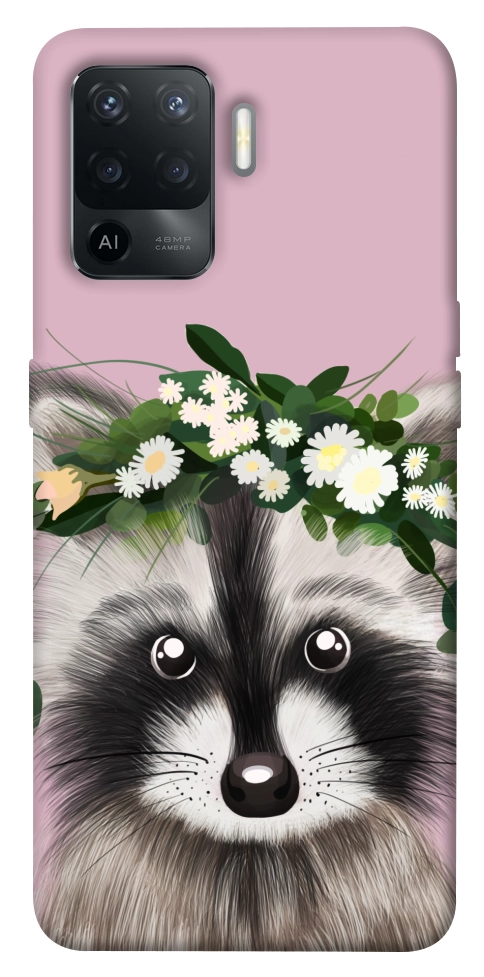 Чехол Raccoon in flowers для Oppo Reno 5 Lite