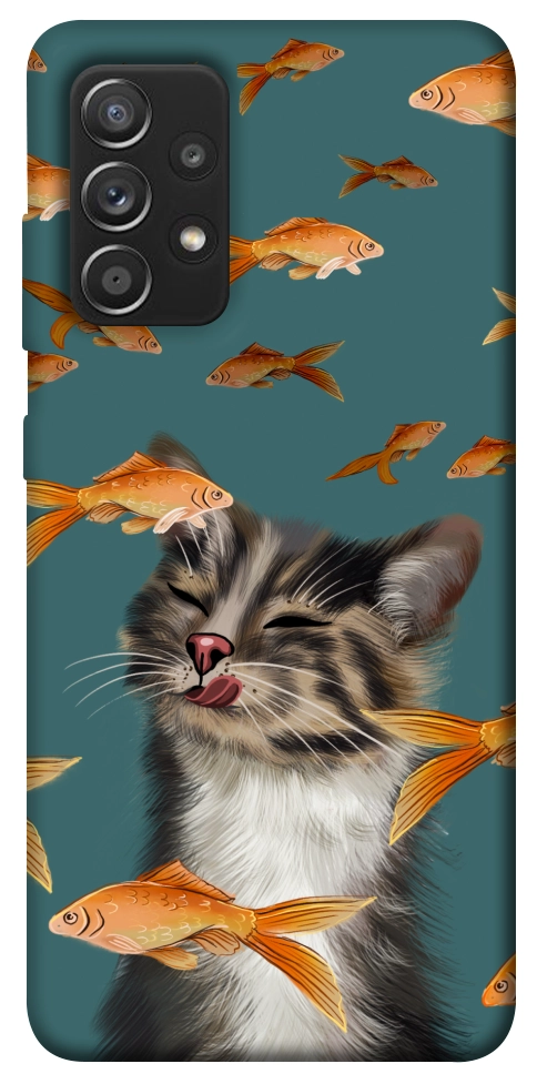 Чохол Cat with fish для Galaxy A52s