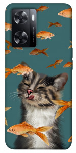 Чехол Cat with fish для Oppo A57s