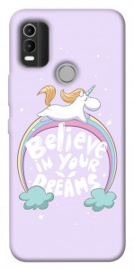 Чехол Believe in your dreams unicorn для Nokia C21 Plus