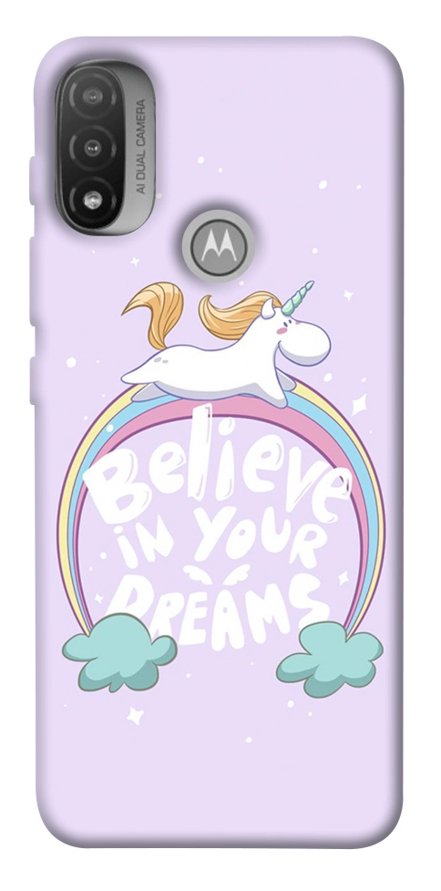 Чехол Believe in your dreams unicorn для Мotorola Moto E20