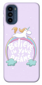 Чехол Believe in your dreams unicorn для Motorola Moto G41