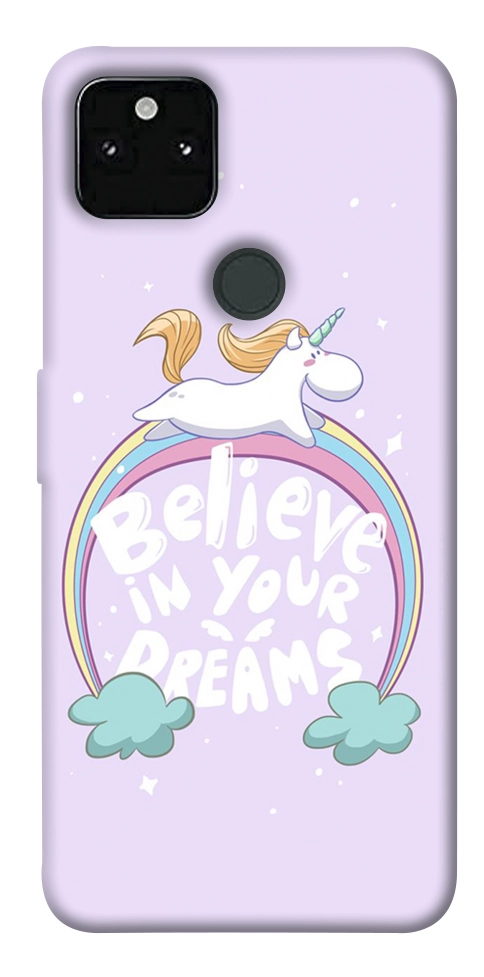 Чехол Believe in your dreams unicorn для Google Pixel 5A