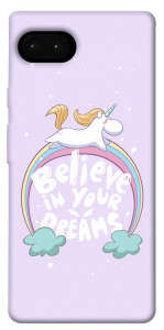 Чехол Believe in your dreams unicorn для Google Pixel 7A