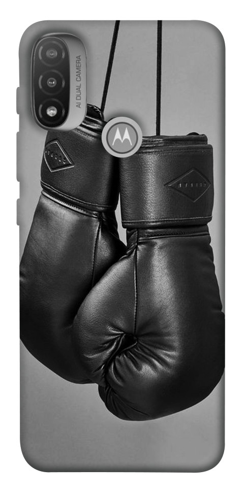 Чехол Черные боксерские перчатки для Мotorola Moto E20