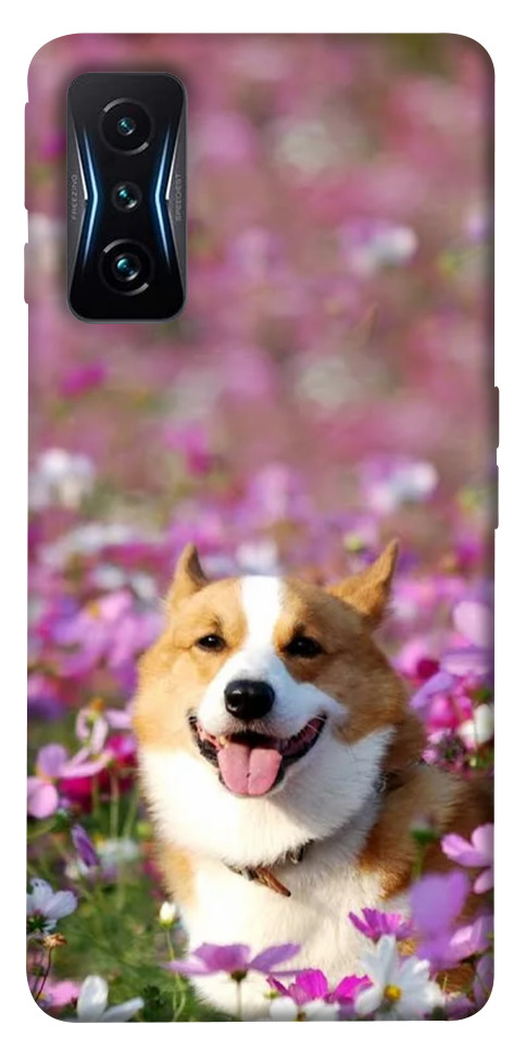 Чехол Корги в цветах для Xiaomi Poco F4 GT