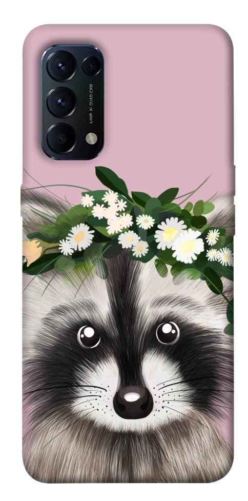 Чехол Raccoon in flowers для Oppo Reno 5 4G