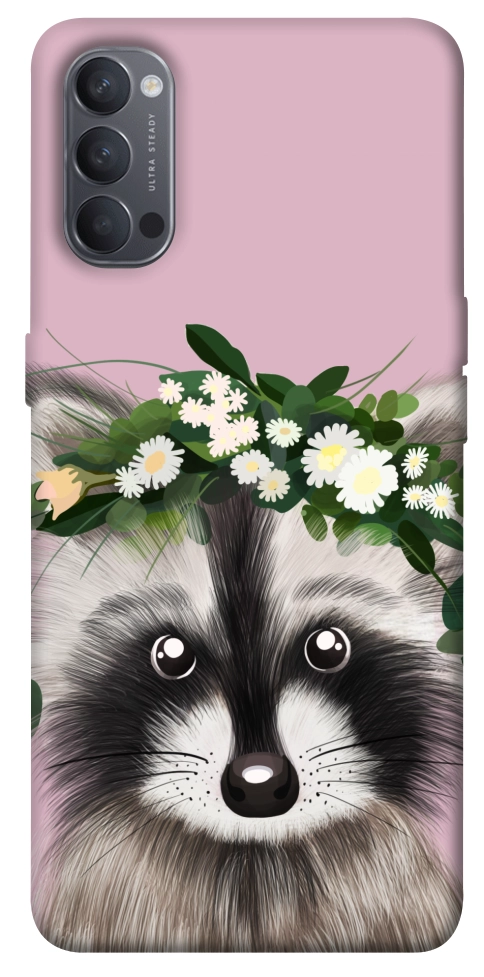 Чехол Raccoon in flowers для Oppo Reno 4