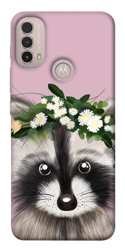 Чохол Raccoon in flowers для Motorola Moto E40