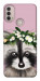 Чехол Raccoon in flowers для Motorola Moto E40