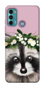 Чехол Raccoon in flowers для Motorola Moto G60