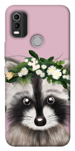 Чехол Raccoon in flowers для Nokia C21 Plus