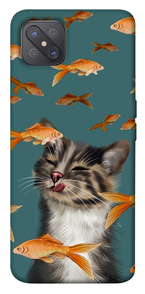 Чехол Cat with fish для Oppo A92s