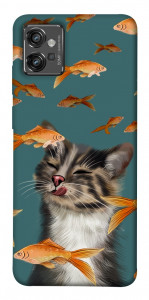 Чехол Cat with fish для Motorola Moto G32