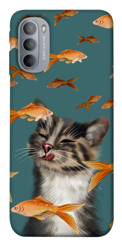 Чохол Cat with fish для Motorola Moto G31