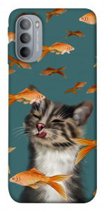 Чехол Cat with fish для Motorola Moto G31