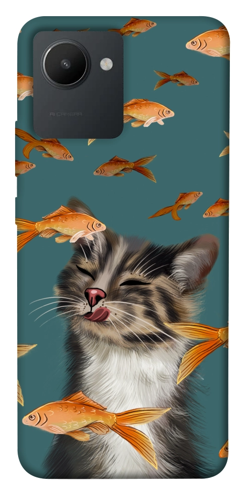 Чехол Cat with fish для Realme C30