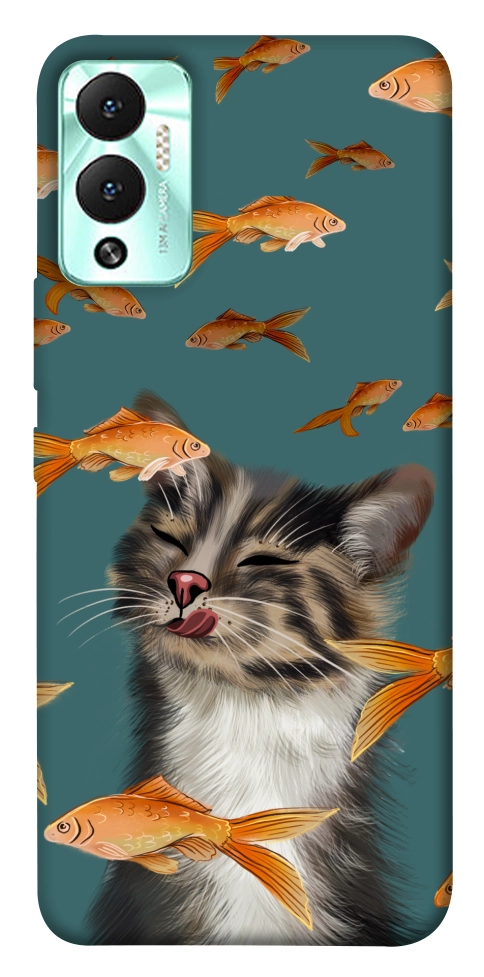 Чохол Cat with fish для Infinix Hot 12 Play