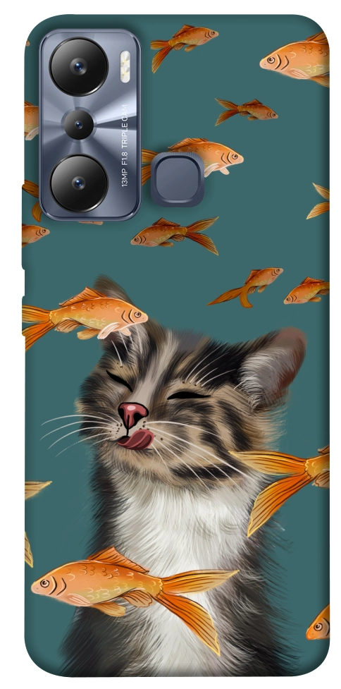 Чохол Cat with fish для Infinix Hot 20i