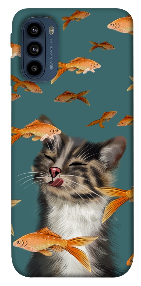 Чохол Cat with fish для Motorola Moto G41