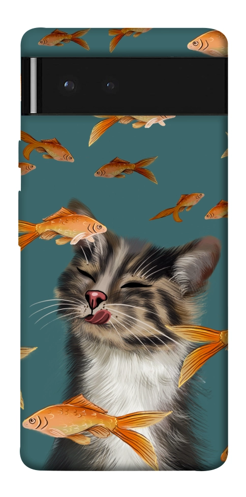 Чохол Cat with fish для Google Pixel 6