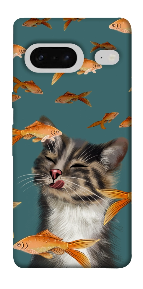 Чехол Cat with fish для Google Pixel 7