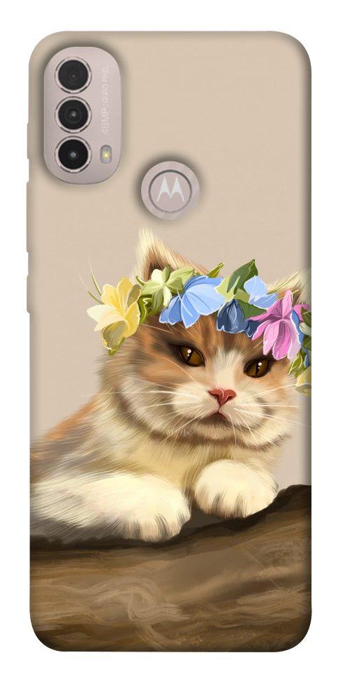 Чохол Cat in flowers для Motorola Moto E40