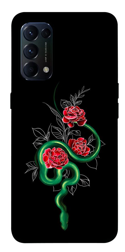 Чохол Snake in flowers для Oppo Reno 5 4G