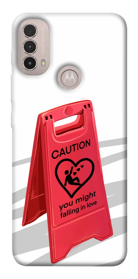 Чохол Caution falling in love для Motorola Moto E40