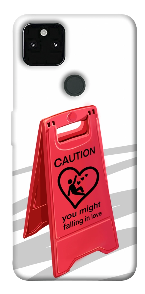 Чехол Caution falling in love для Google Pixel 5A