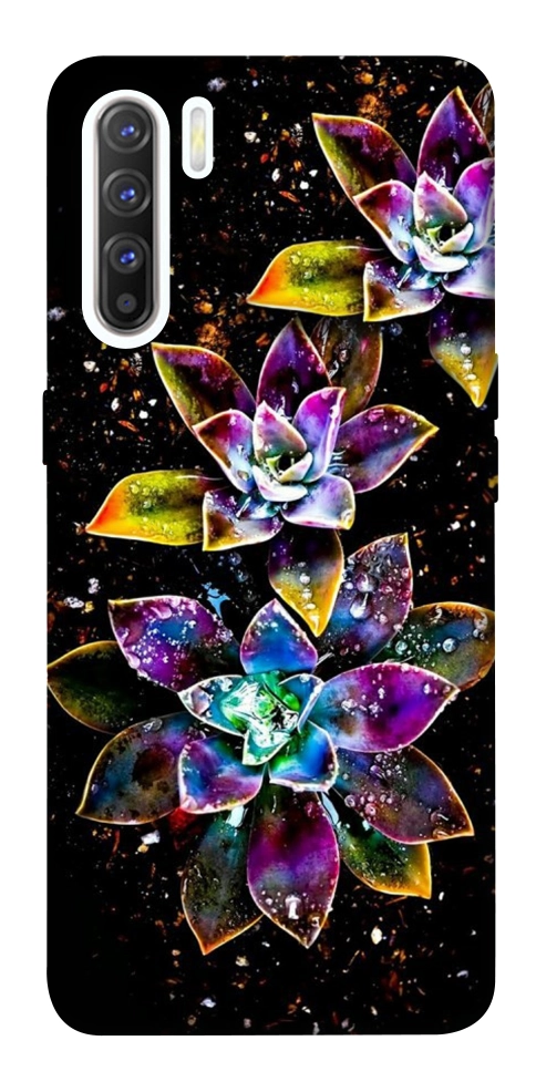 Чехол Flowers on black для Oppo Reno 3