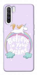 Чехол Believe in your dreams unicorn для Oppo Reno 3