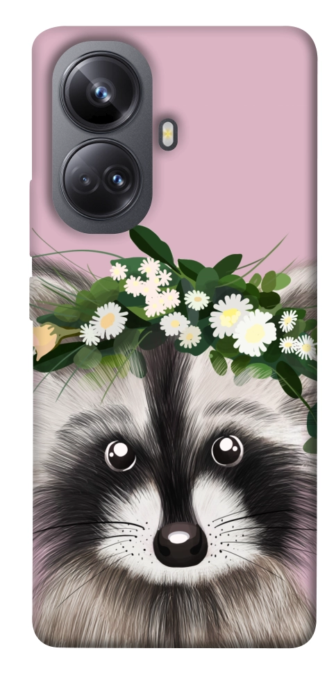 Чехол Raccoon in flowers для Realme 10 Pro+