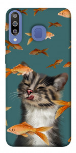 Чехол Cat with fish для Galaxy M30