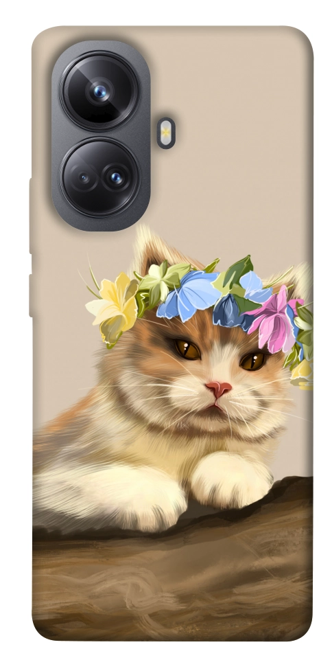 Чехол Cat in flowers для Realme 10 Pro+