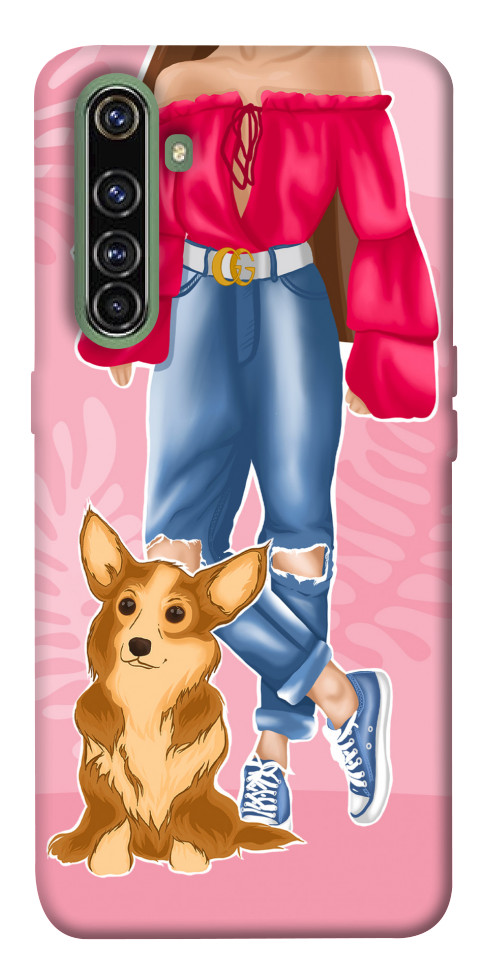 Чохол Girl and corgi для Realme X50 Pro