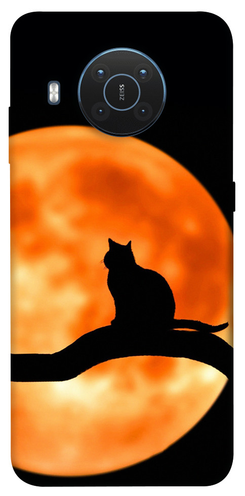 Чехол Кот на фоне луны для Nokia X20