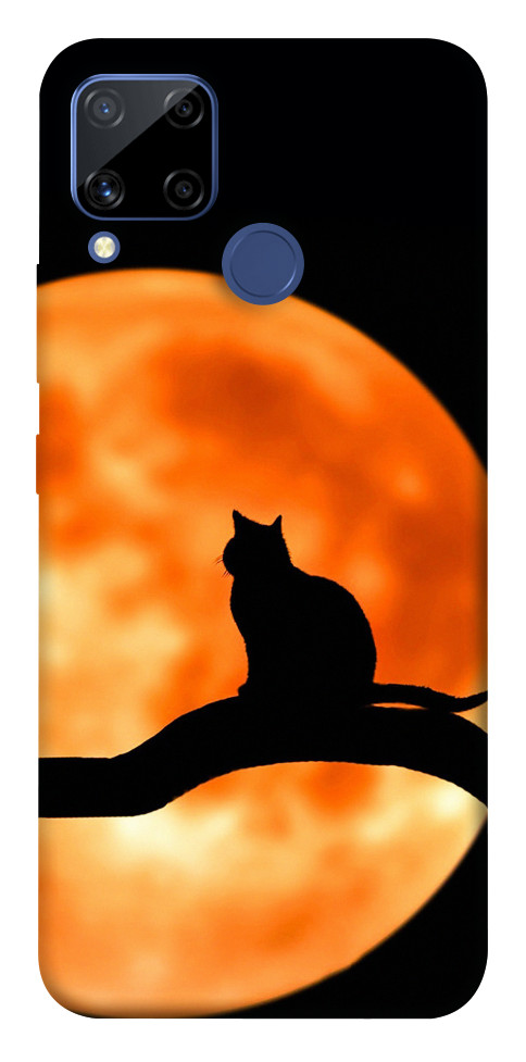 Чехол Кот на фоне луны для Realme C15